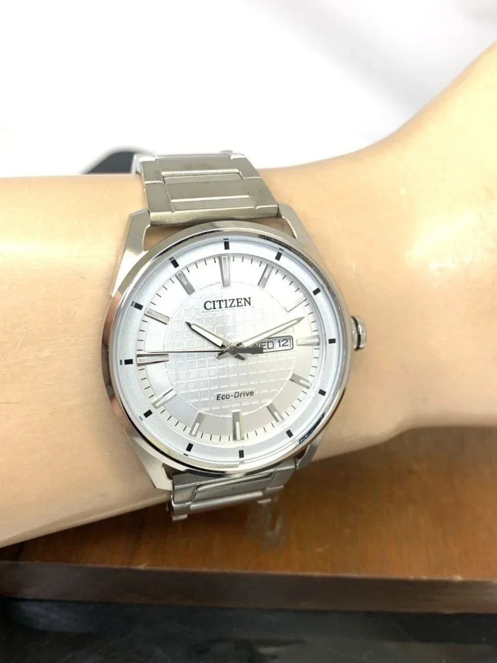 Citizen Men's Watch AW0080-57A Eco Drive Silver Dial Day Date Stainless Steel